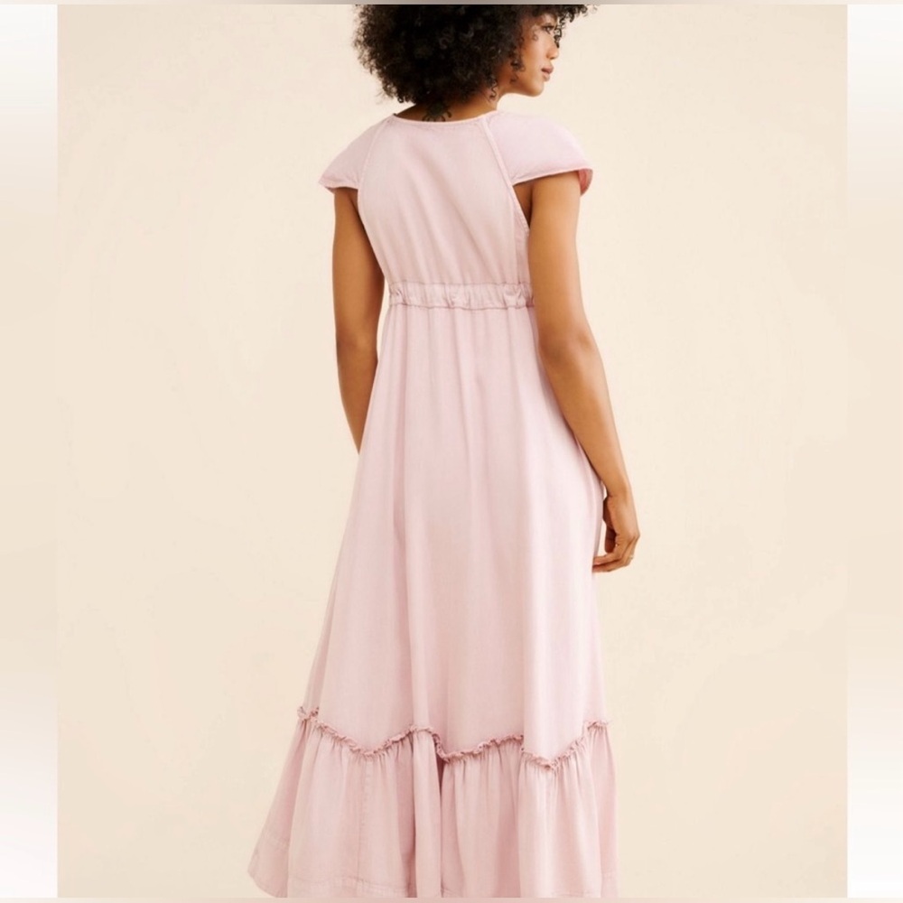 Free People Roucha Denim Maxi Dress In Pale Mauve Size XS - Picture 3 of 16